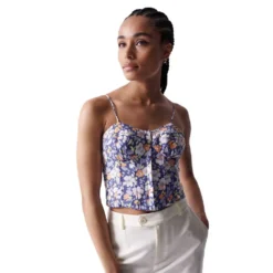 Floral-Print Bustier Top